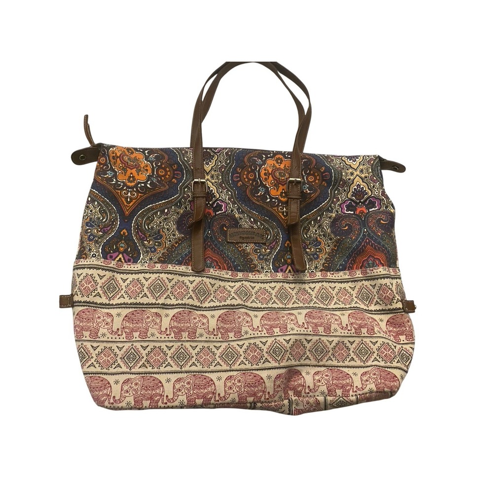 UNIONBAY Boho Elephant Paisley Tote Bag Canvas Large Shoulder Purse Festival Y2K